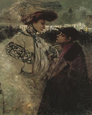 Woman of Fashion and Jockey (mk19), Mossa, Gustave Adolphe